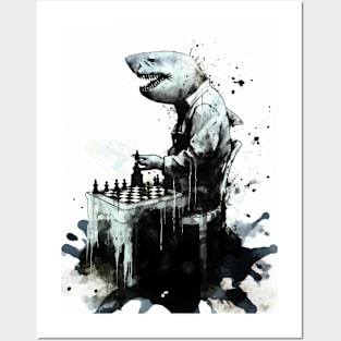 Shark Playing Chess Posters and Art